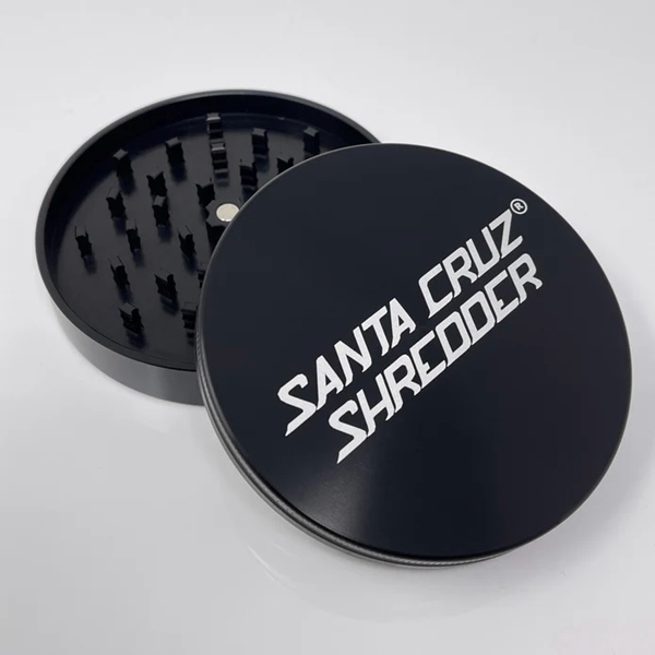 Two-piece black Santa Cruz Shredder cannabis grinder